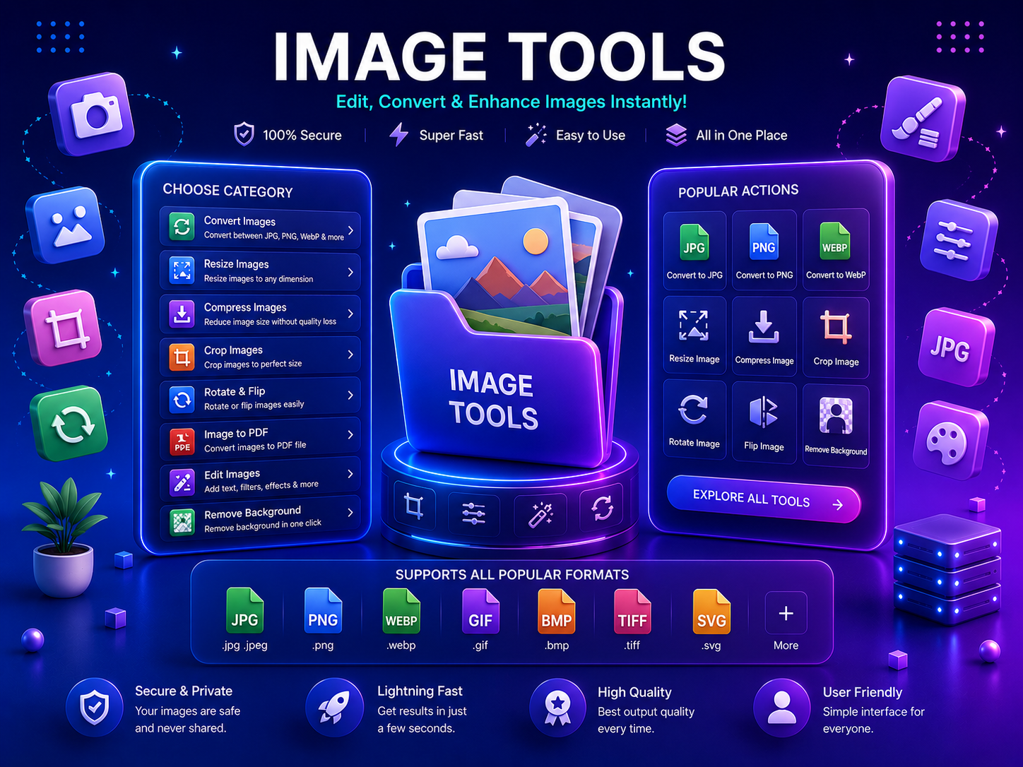 Free online Image Tools for resizing compressing converting and optimizing pictures