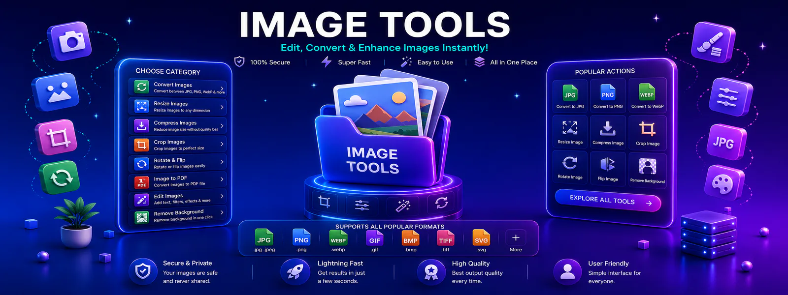 Free online Image Tools for resizing compressing converting and optimizing pictures