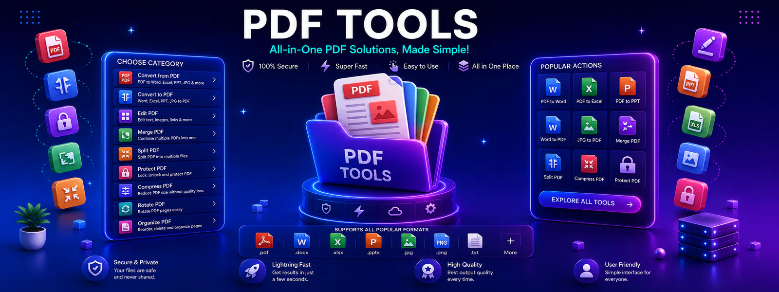 Workflow of our online Word to PDF converter processing DOCX files locally